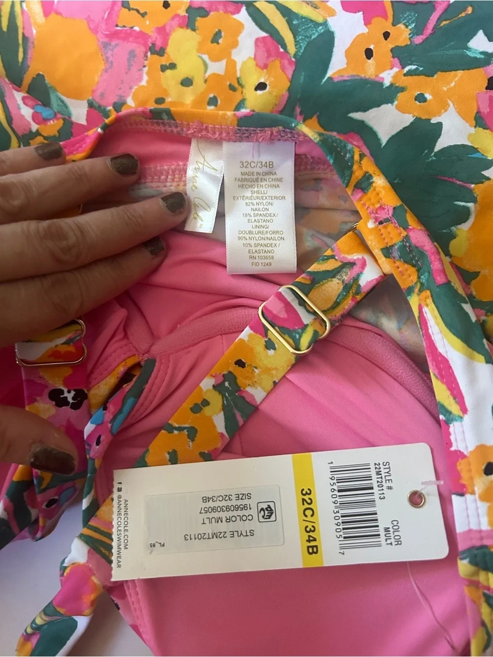 Women's  Floral Underwire Twist Tankini Top Size 32C/34B NWT